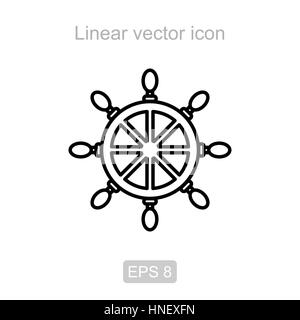 Die Schiffe Rad. Linearer Vektor Icon. Stock Vektor