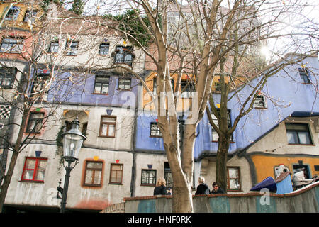 Fassade des Hundertwasserhaus, Wien, Österreich Stockfoto