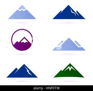 Berge und Hügel-Symbole für Ihr Abenteuer-Design. Kunst-Abbildung Stockfoto