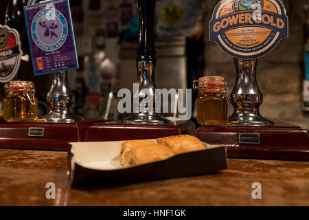 Queens Head Mikro Pub Interieur. Chepstow, Wales Stockfoto