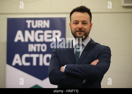 SDLP-Führer Colum Eastwood beim Start der Parteiwahl im Oxford Island Center in der Grafschaft Armagh, da Devolution in Nordirland nur funktionieren wird, wenn Gewerkschafter und Nationalisten sich zu einer "echten Partnerschaft" in Stormont verpflichten, sagte der SDLP-Führer. Stockfoto