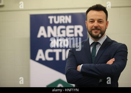 SDLP-Führer Colum Eastwood beim Start der Parteiwahl im Oxford Island Center in der Grafschaft Armagh, da Devolution in Nordirland nur funktionieren wird, wenn Gewerkschafter und Nationalisten sich zu einer "echten Partnerschaft" in Stormont verpflichten, sagte der SDLP-Führer. Stockfoto