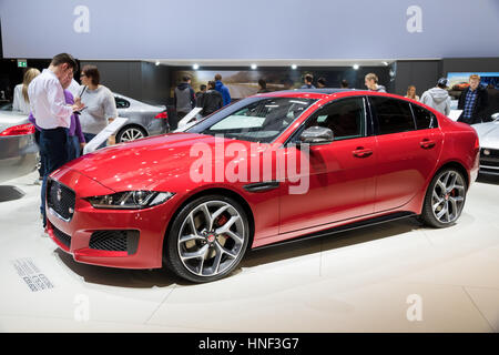 Brüssel - 19 Jan, 2017: Jaguar XE auf der Motor Show Brüssel gezeigt Stockfoto