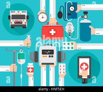 Medizinischen Ambulanz Online-Konzeption flach. Vektor-illustration Stockfoto