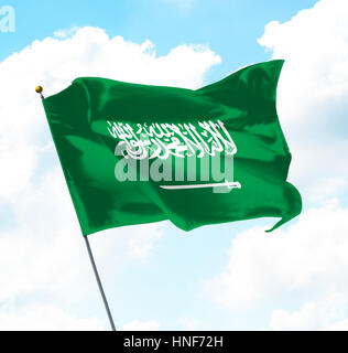 Flagge des Königreichs Saudi-Arabien aufgewachsen in den Himmel Stockfoto