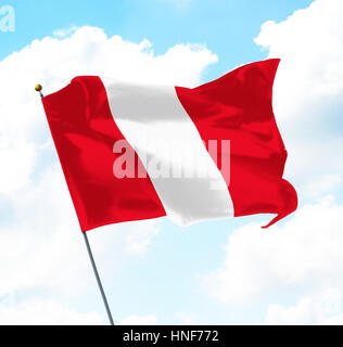 Flagge von Peru, aufgewachsen in den Himmel Stockfoto