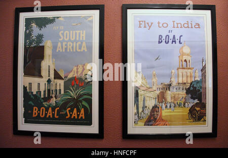 BOAC Reisen Poster an der Wand des the Victoria Falls Hotel Stockfoto