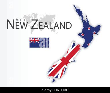 Neuseeland (Flagge und Karte) (Transport und Tourismus-Konzept) wellington Stock Vektor
