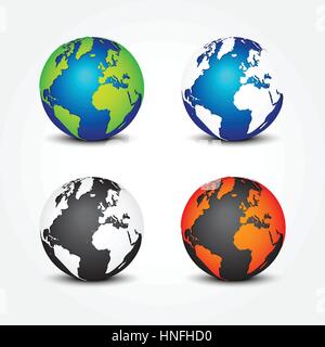 Satz von global in verschiedenen Farben (4 Jahreszeiten) Stock Vektor