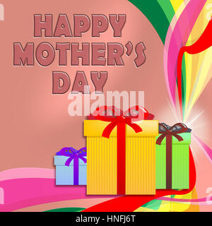Schönen Muttertag Geschenk-Boxen bedeutet Liebe Feier 3d Illustration Stockfoto