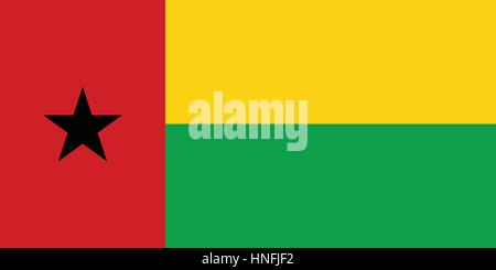 Offizielle Vektor Flagge von Guinea-Bissau. Republik von Guinea-Bissau. Stock Vektor