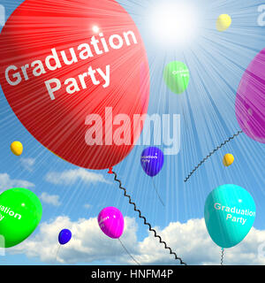 Graduation Ballons zeigt Schule Hochschule oder Graduierung 3D-Rendering Stockfoto