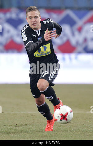 Krakau, Polen. 11. Februar 2017. Polnische Premier Football League Wisla Krakau - Korona Kielce o/p Jakub Mrozik Credit: Marcin Kadziolka/Alamy Live-Nachrichten Stockfoto