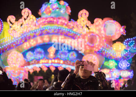 Guangzhou, Guangzhou, China. 10. Februar 2017. Guangzhou, CHINA-Februar 10 2017: (nur zur redaktionellen Verwendung. CHINA HERAUS). Die Menschen genießen verschiedene Laternen an einer Laterne-Messe in Guangzhou, Guangdong Provinz Süd-China, 10. Februar 2017, Laternenfest zu feiern. Bildnachweis: SIPA Asien/ZUMA Draht/Alamy Live-Nachrichten Stockfoto