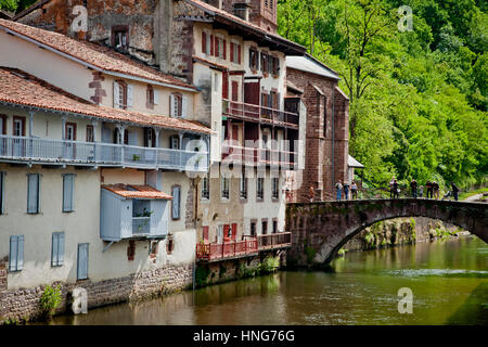 St-Jean-Pied-de-Port.  Pyrénées-Atlantiques, Frankreich. Stockfoto