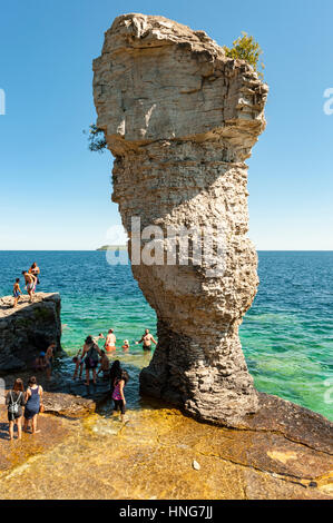 Blumentopf-Insel am Fathom Five National Marine Park auf der Bruce-Halbinsel, in der Nähe von Tobermory, Ontario, Kanada. Stockfoto