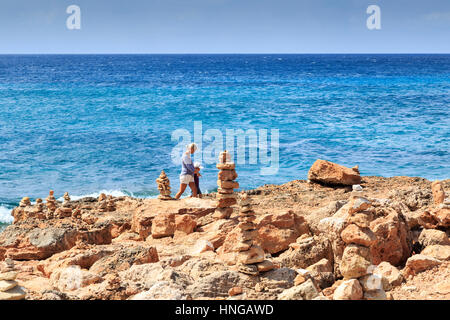 Felstürme am Cap de Ses Salines, Mallorca Stockfoto