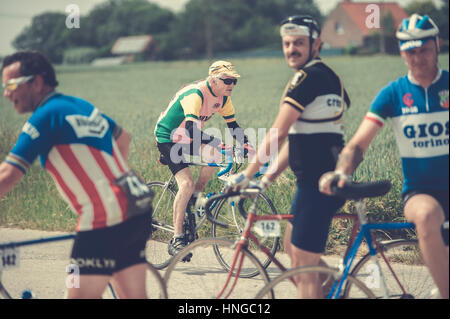 Retro Ronde der Tour von Flandern in Oudenaarde, Belgien. Stockfoto