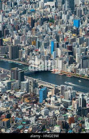 Tokyo urban Dachterrasse Blick Hintergrund, Japan. Stockfoto