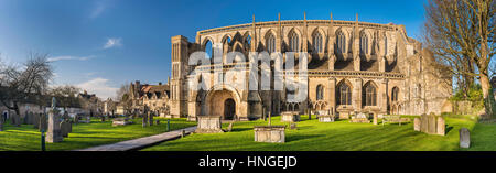 Panoramablick von der alten Abtei in der Wiltshire Markt Stadt von Malmesbury Anfang Februar. Stockfoto