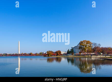 Das Washington Memorial und Jefferson Memorial, Tidal Basin, Washington DC, USA Stockfoto