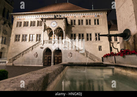 Berner Rathaus, Rathaus, in der Nacht, Schweiz Stockfoto