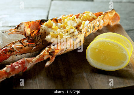 Hummer Garnelen Gericht auch bekannt als irische Kaisergranat (Nephrops Norvegicus), Kaisergranat, Scampi oder Dublin Bay Garnelen. Stockfoto