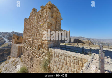 Ruinen von Crusader Schloss von Kerak in Al-Karak, Jordanien. Stockfoto