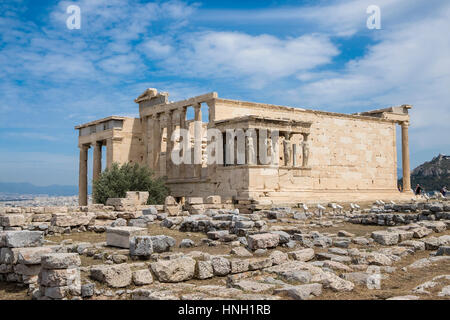 Erechtheion Tempels mit Karyatiden, Karyatide Veranda, Akropolis, Athen, Griechenland Stockfoto