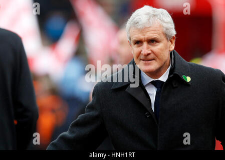 Stoke City-Manager Mark Hughes vor dem Spiel Stockfoto