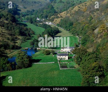 Monsal Dale und der Fluss Wye betrachtet aus Monsal Kopf, Derbyshire, England, UK Stockfoto