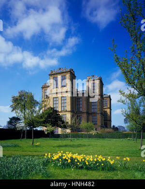 Hardwick Hall im Frühling, in der Nähe von Chesterfield, Derbyshire, England, UK. Stockfoto