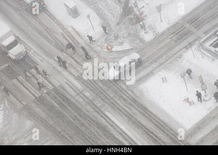 Schneebedeckte Straßen in Midtown Manhattan, NYC, USA 2017 Stockfoto