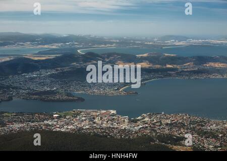 Hobart von oben Stockfoto