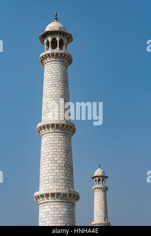 Minarette des Taj Mahal, Agra, Indien Stockfoto