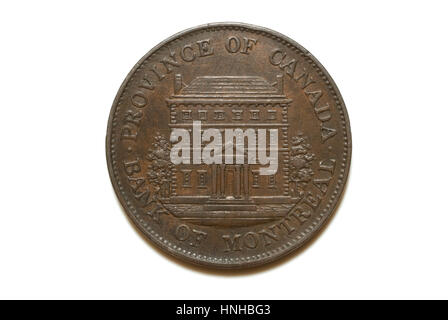 Bank von Montreal Half Penny Token Stockfoto