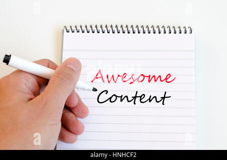 Awesome Inhaltstext Konzept schreiben auf notebook Stockfoto