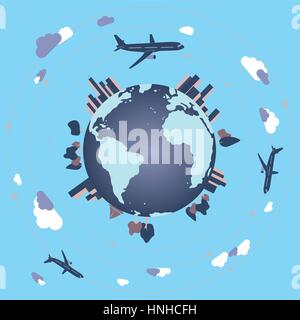 Reisen Sie um die Welt. Kreative Vektor-Illustration. Stock Vektor
