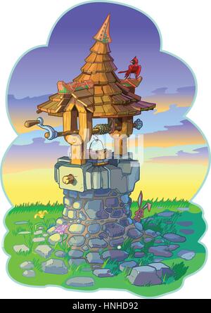 Cartoon-Clip Art Vektorgrafik eine alte Fantasie oder Märchen wollen nun mit einem Kardinal Vogel und ein Kaninchen oder Hase. Stock Vektor