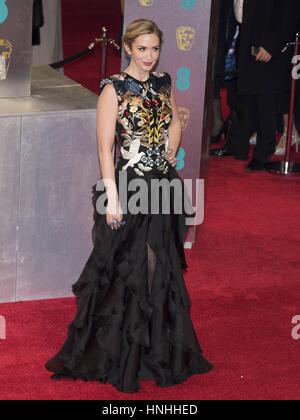 London, UK. 12. Februar 2017. Emily Blunt besucht EE British Academy Film Awards 2017 in der Royal Albert Hall. London, England, UK Credit: Dpa/Alamy Live-Nachrichten Stockfoto