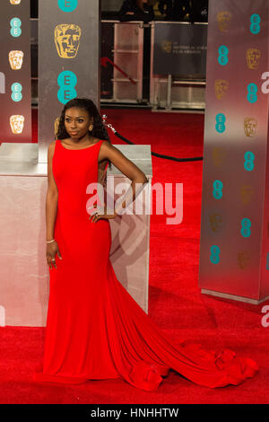 London, UK. 12. Februar 2017. Gast. Roten Teppich Ankünfte für EE British Academy Film Awards, BAFTAs in der Royal Albert Hall. Bildnachweis: Bettina Strenske/Alamy Live-Nachrichten Stockfoto