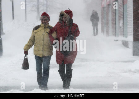 Halifax, Kanada. 13. Februar 2017. Blizzard-Bedingungen Zerschlage die Innenstadt von Halifax, N.S., 13. Februar, 2017.Credit: Lee Brown/Alamy Live News Stockfoto