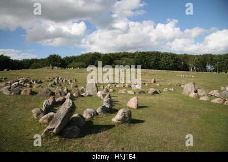 Viking Gräberfeld von Lindholm Hoje (ca. 700-1000 n. Chr.), in der Nähe von Aalborg, Nord-Jütland, Dänemark Stockfoto