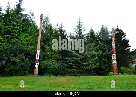 Totem im Saxman nahe Ketchikan, Alaska Stockfoto