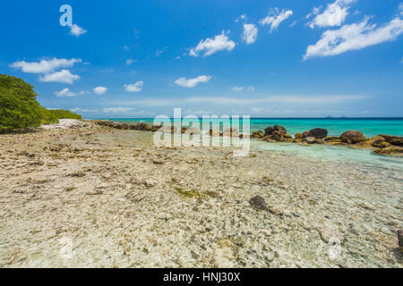 Flamingo Beach in Aruba. Renaissance Aruba Private Insel Stockfoto