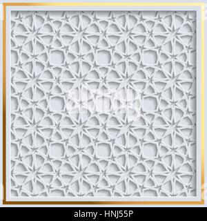Schöne islamische Girih Muster Hintergrund. Dreidimensional wie Girih Muster in Goldrahmen Stock Vektor