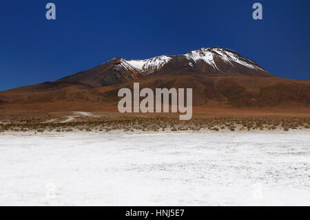 Bolivien - die meisten schönen Anden in Südamerika. Die surreale Landschaft ist fast baumlos, unterbrochen von sanften Hügeln und Vulkane in der Nähe von chilenischen Stockfoto