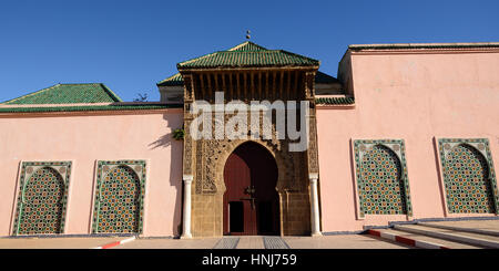 Das Haupttor zum Grab Moulay Ismail Mausoleum, Meknès, Marokko Stockfoto