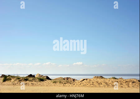 Sandy Beach und Vorland Küstenlandschaft bei Heacham an der Küste von Norfolk. Stockfoto