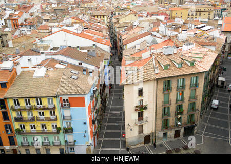 Die Bell Tower Pamplonas Kathedrale bietet eine fantastische Aussicht auf die Altstadt Stockfoto